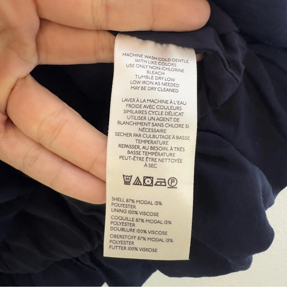 Maeve Anthropologie Navy Bubble Tiered Top Petite M - Picture 6 of 6